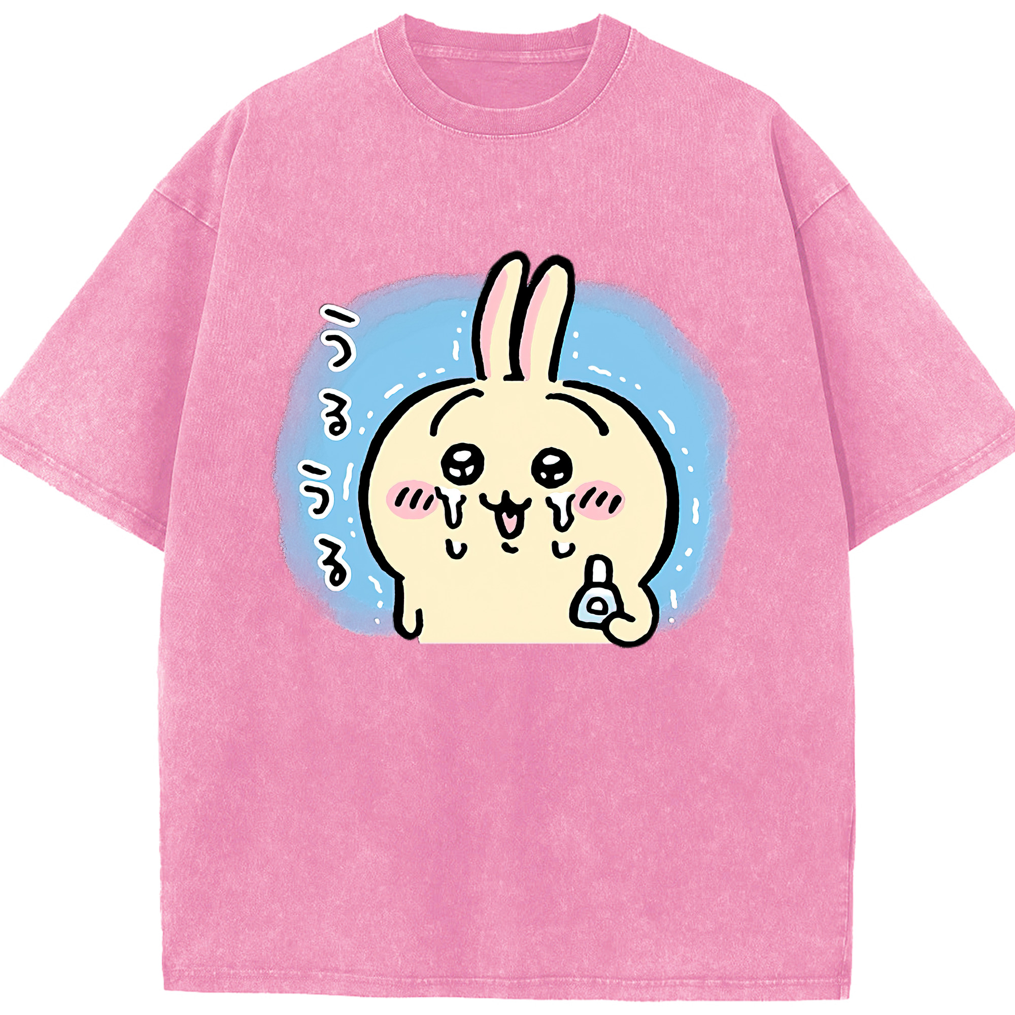 （画像用） ちいかわ うさぎ Chii-kawa usagi 綿100% ヴィンテージ風 半袖Tシャツ（フロントプリント）